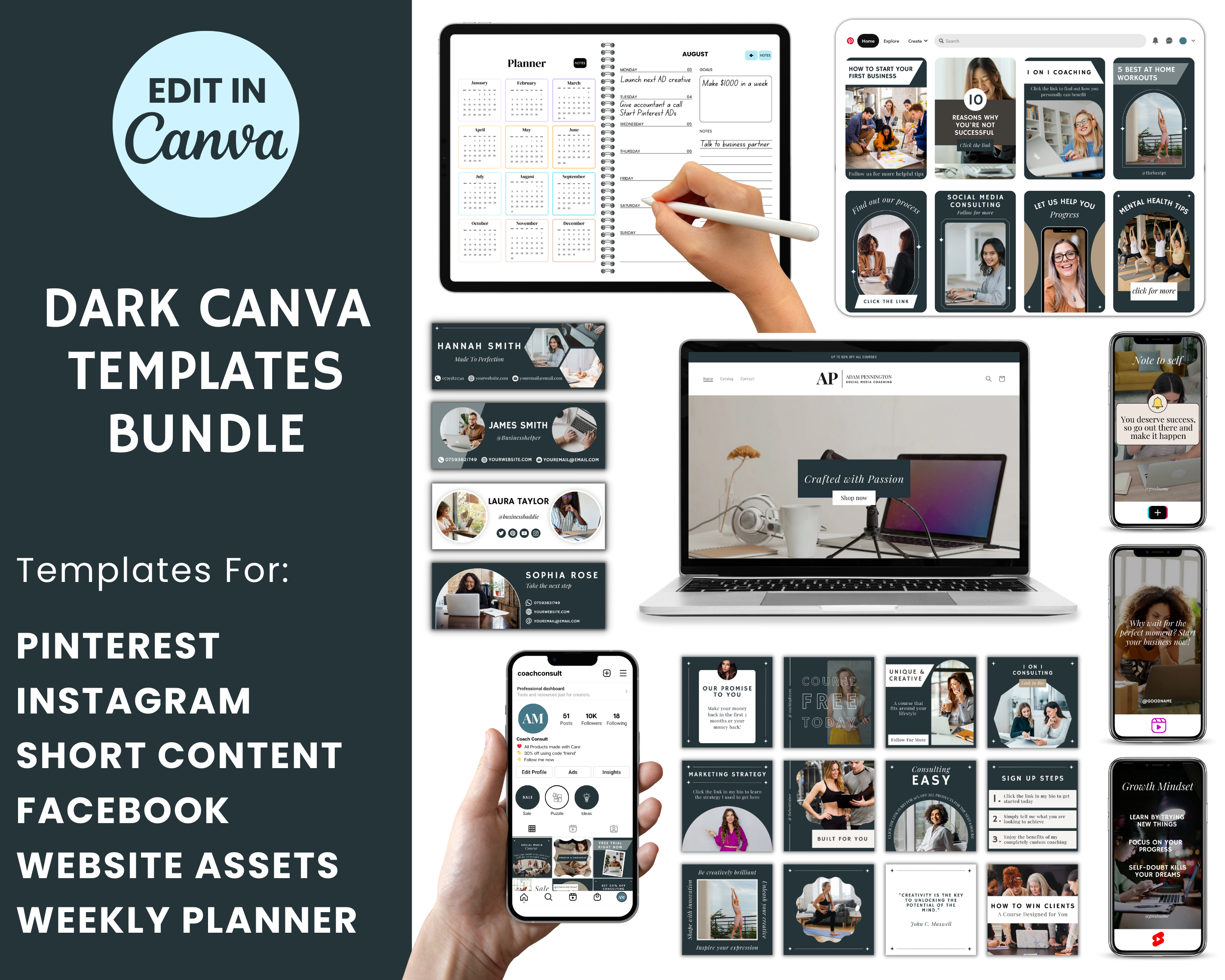 Complete Canva Templates Bundle - Dark Theme