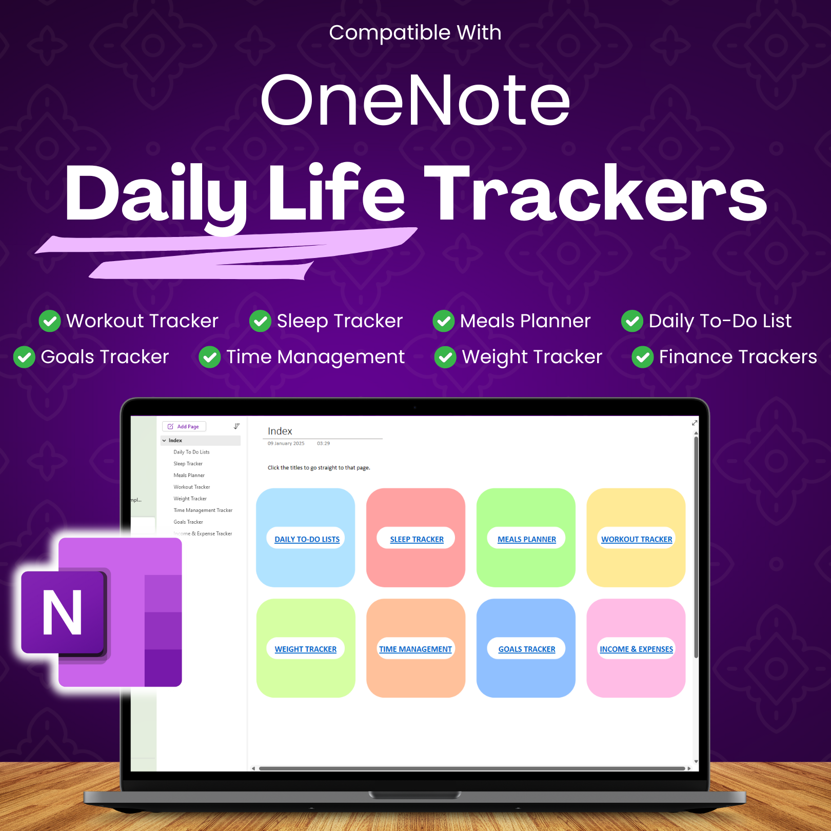 OneNote Daily Life Trackers Templates