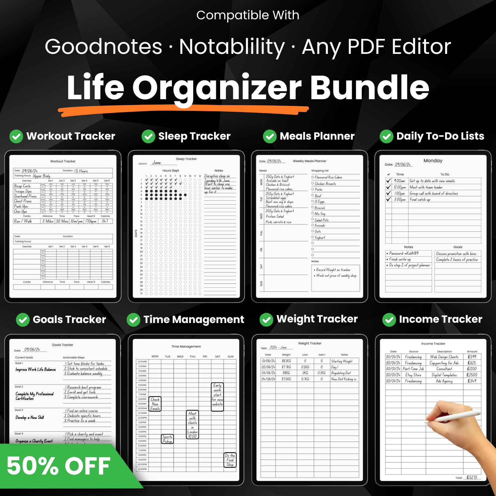 Life Organizer Bundle for Goodnotes / Notability / Any PDF Editor