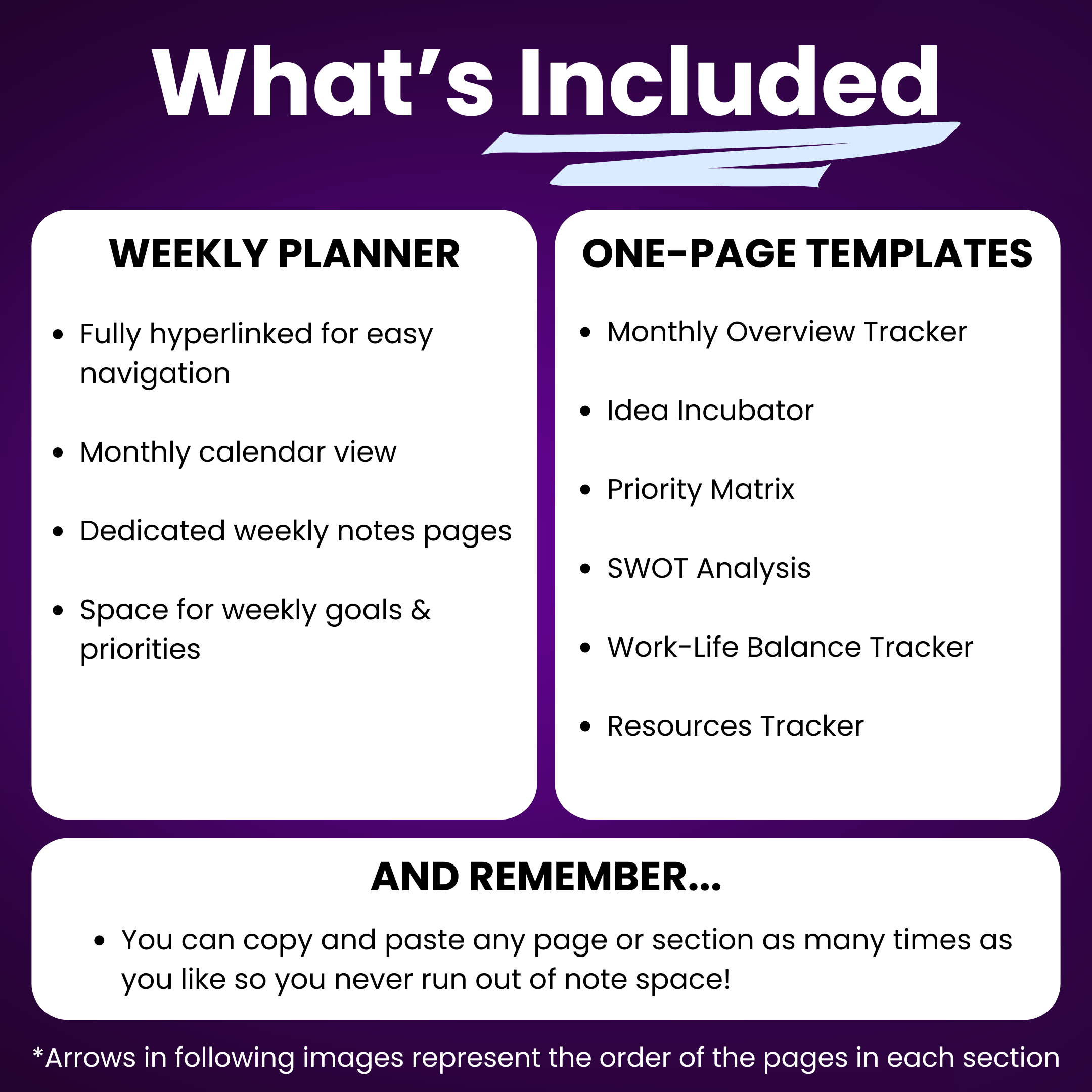 OneNote 2026 Weekly Planner