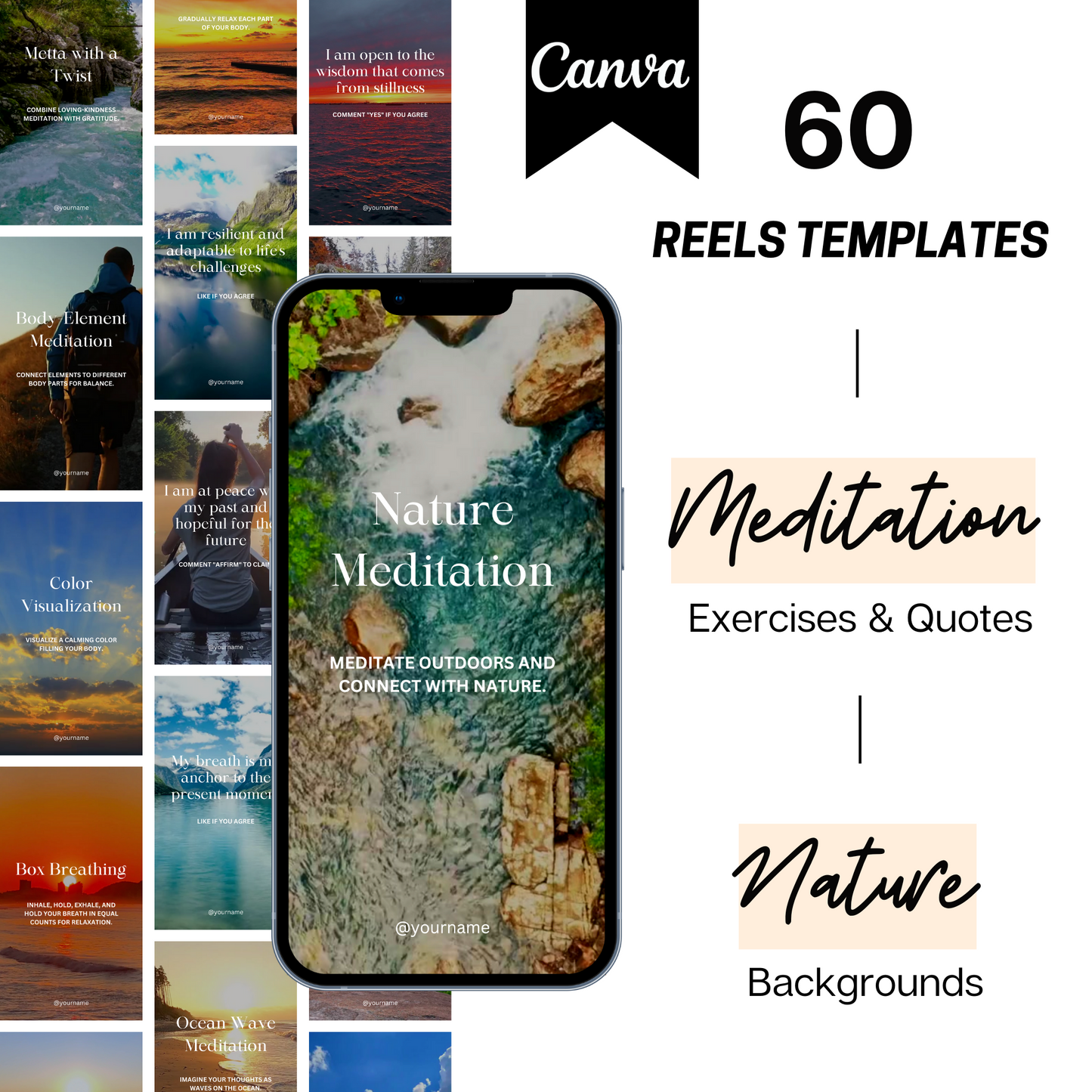 Meditation Instagram Reels Canva Templates