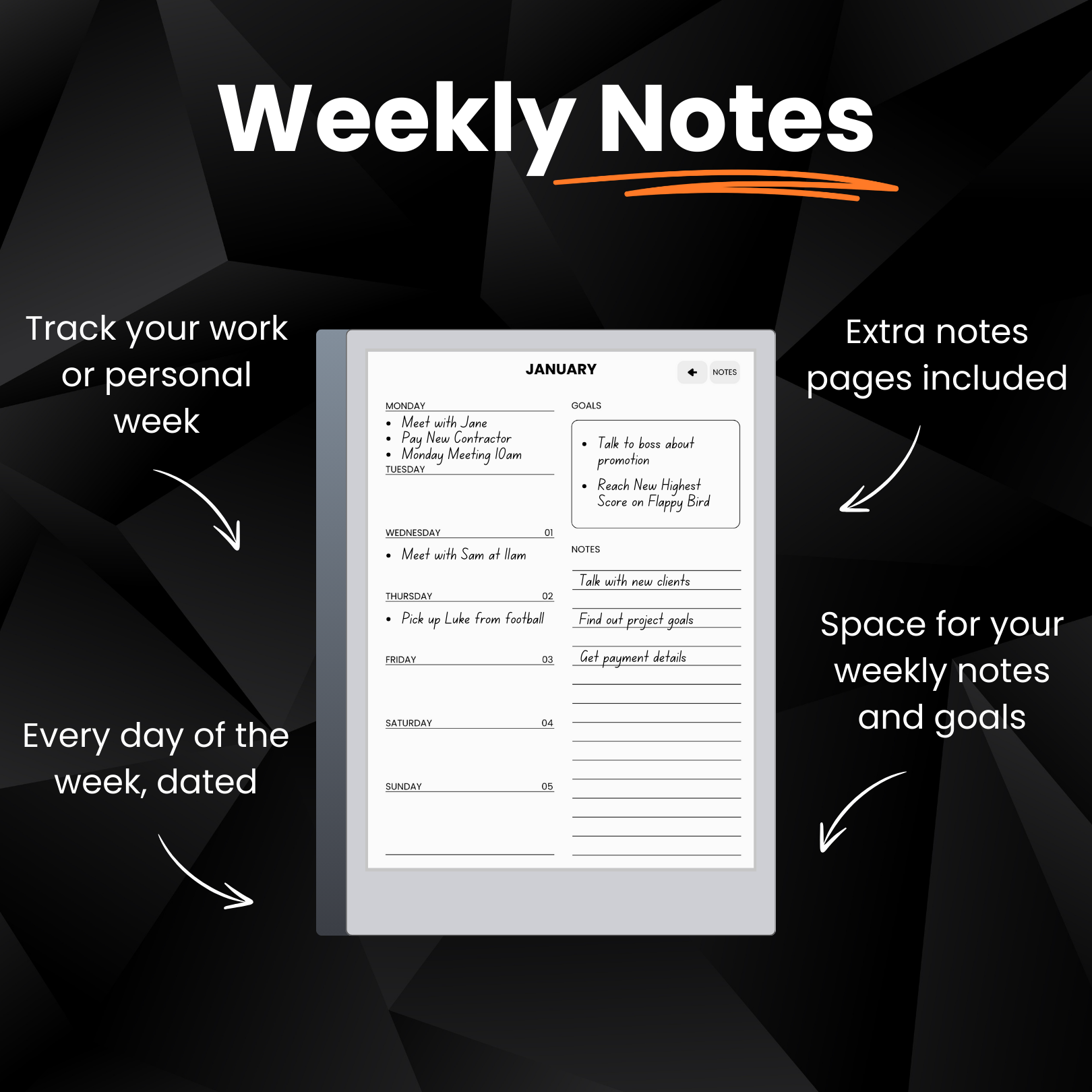 2025 + 2026 Weekly Planner for reMarkable