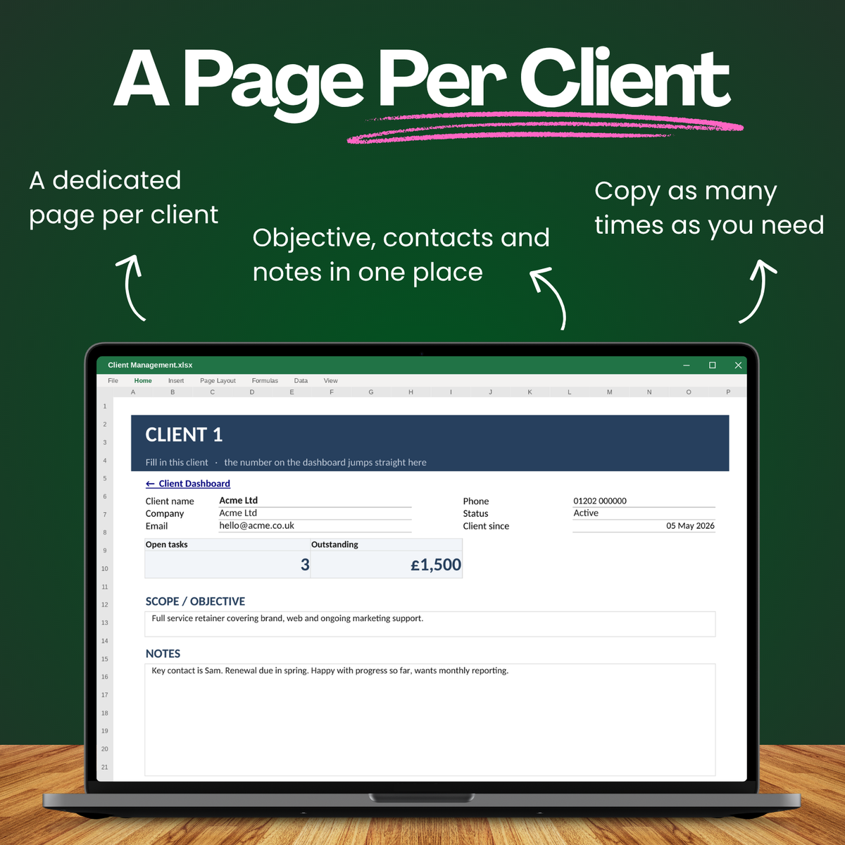 Excel & Sheets Client Management