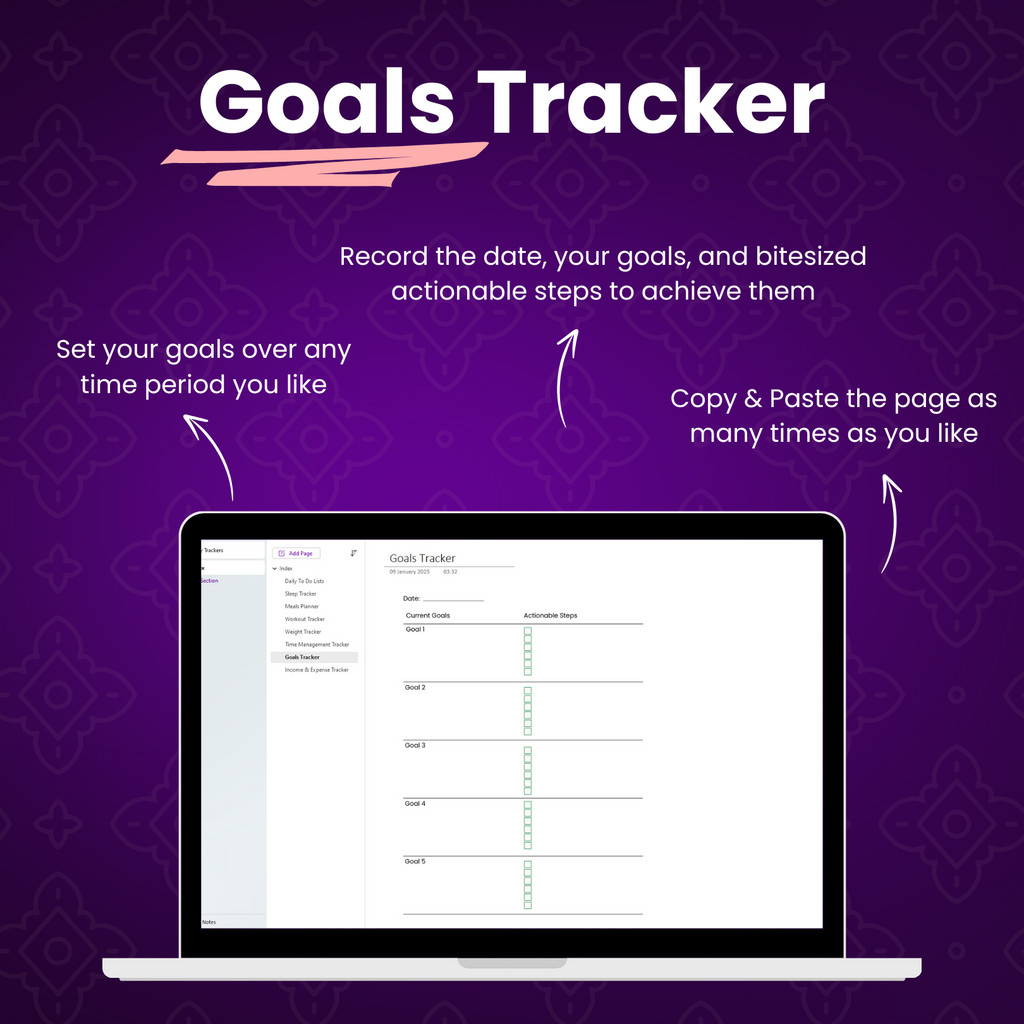 OneNote Daily Life Trackers Templates