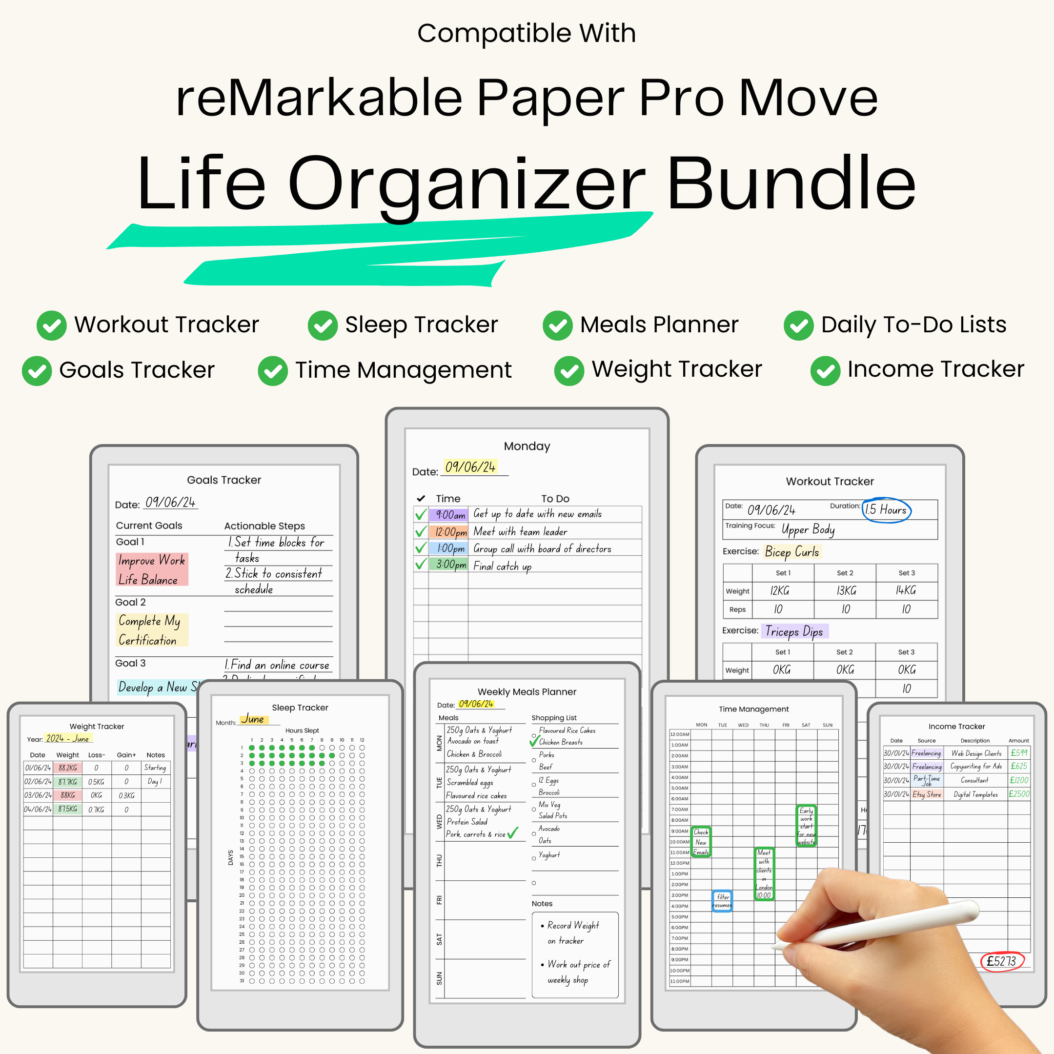 Life Organizer Templates Bundle for reMarkable Paper Pro Move