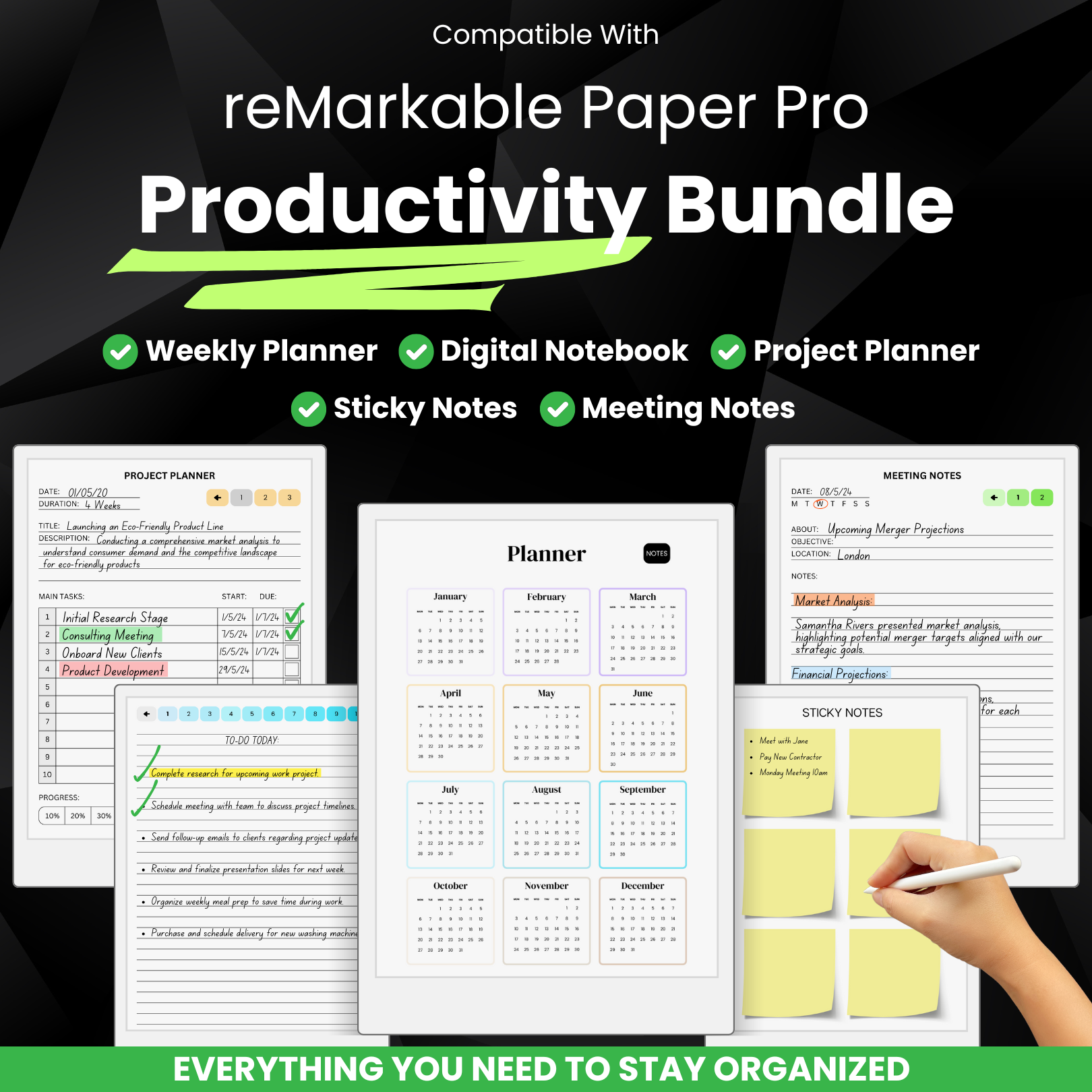 reMarkable Paper Pro - Productivity Templates Bundle