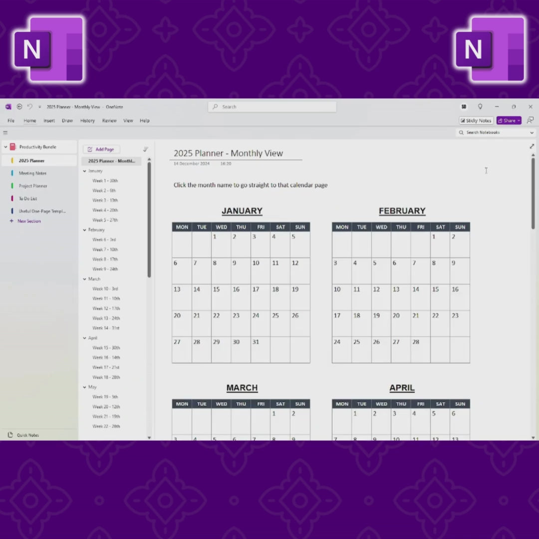 OneNote Weekly Planner