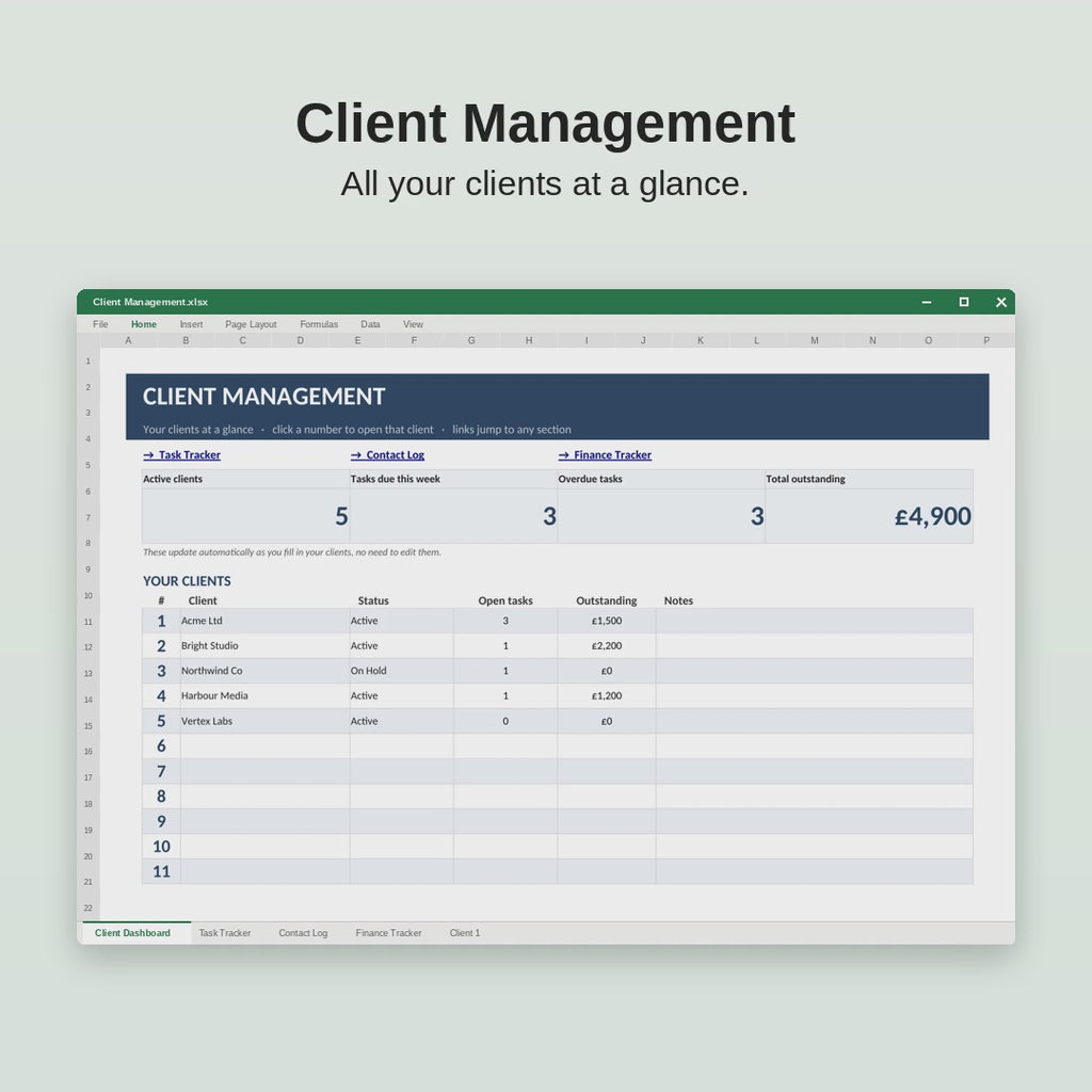 Excel & Sheets Client Management