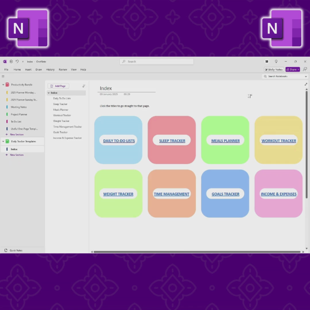 OneNote Daily Life Trackers Templates